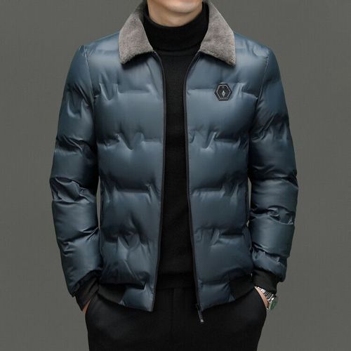 Parka En Coton Coupe-Vent Pour Homme Avec Col En Laine Sans Chapeau,Manteau Monochrome,Veste Chaude,Document D'hiver,Haute Qualité