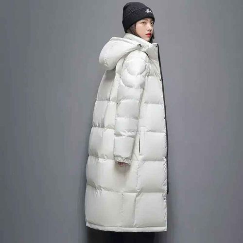 Gmifête Der-Doudoune À Capuche Extra Longue Pour Homme Et Femme,Parkas À Fermeture Éclair,Monochromatique,Doudoune Chaude,Surgenou,Optique,Hiver