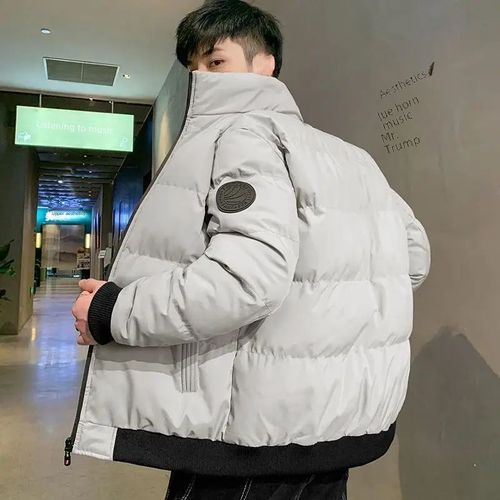 Manteau Matelassé En Coton Pour Hommes,Veste Monochromatique Épaissie,Col Montant,Coupe De Style Carillon Coréen,Décontracté,Chaud,Hiver