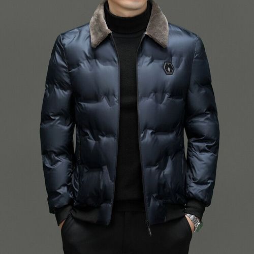 Parka En Coton Coupe-Vent Pour Homme Avec Col En Laine Sans Chapeau,Manteau Monochrome,Veste Chaude,Document D'hiver,Haute Qualité