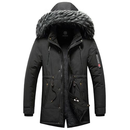 Veste Coupe-Vent En Coton Chaud Pour Hommes,Parkas Décontractées,Manteau Pour Hommes,Col En Fourrure,Vêtements D'extérieur Épais,Poignées,Chapeau Amovible,Hiver