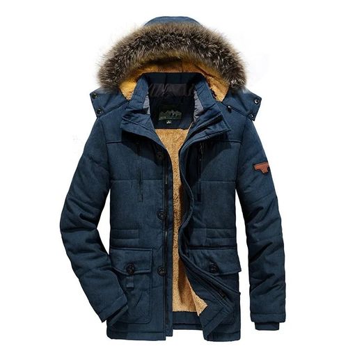 Manteau Matelassé En Coton Mi-Long Pour Homme,Doublé Sourire,Épais,Chaud,Homme,Homme D'âge Moyen,Hiver