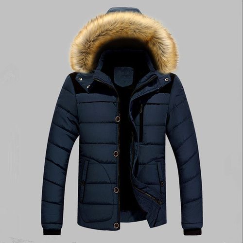 Pardessus Chaud En Laine Pour Hommes,Veste En Coton,Col En Fourrure Combinée,Parka À Capuche,Doudounes,Hiver,