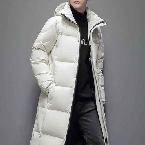 Gmifête Der-Doudoune À Capuche Extra Longue Pour Homme Et Femme,Parkas À Fermeture Éclair,Monochromatique,Doudoune Chaude,Surgenou,Optique,Hiver