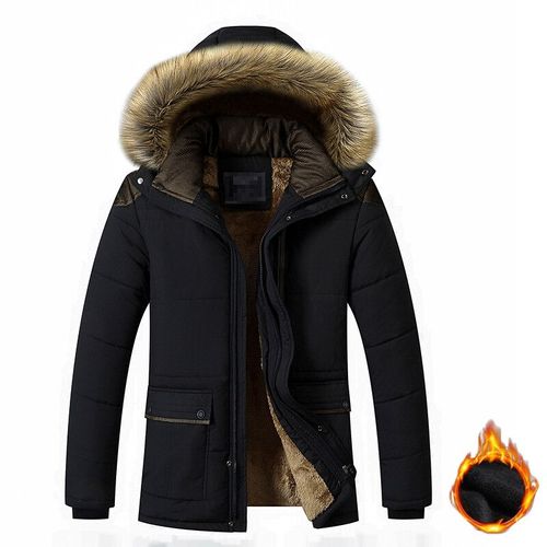 Veste À Capuche Amovible En Coton Épais Imperméable Pour Homme,Coupe-Vent Décontracté,Garde Au Chaud,Poignées,Extérieur,Hiver,