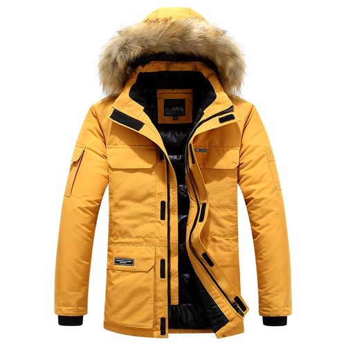 Veste D'hiver En Duvet De Canard Blanc Pour Homme Avec Col En Fourrure,Parkas Coupe-Vent,Manteau Épais À Capuche,Multi-Poches,Garde Au Chaud,-30
