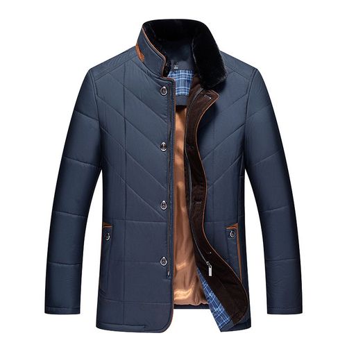 Veste Matelassurera En Coton Avec Col En Fourrure Monochrome Pour Hommes D'âge Moyen,Parkas Courts D'affaires,Manteau De Marque,Garder Au Chaud,Hiver,Mode