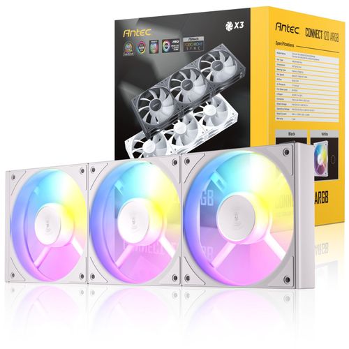 Antec Connect 120 C120 ARGB Set 3 Ventole PC Bianche con Illuminazione ARGB