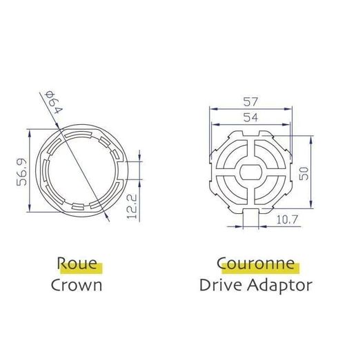 Adaptations moteur Avosdim - Axe octognal Ø60mm - pour Moteur ø45mm