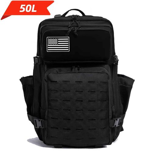 étanche avec 2 porte-bouteilles sac à dos salle de sport voyage en plein air randonnée pêche Trekking sacs à dos 13 pouces pochette d'ordinateur - Type 50L-Black