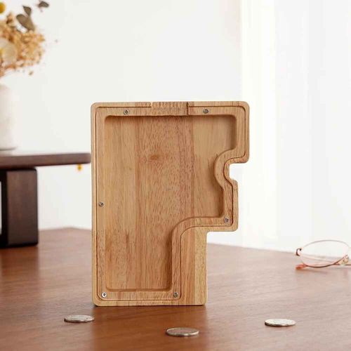 Tirelire anglaise 26 lettres,boîte d'économie d'argent en bois,pot de pièces de monnaie,boîte de rangement,décoration de maison,ornement de bureau,artisanat,cadeau de noël - Type F