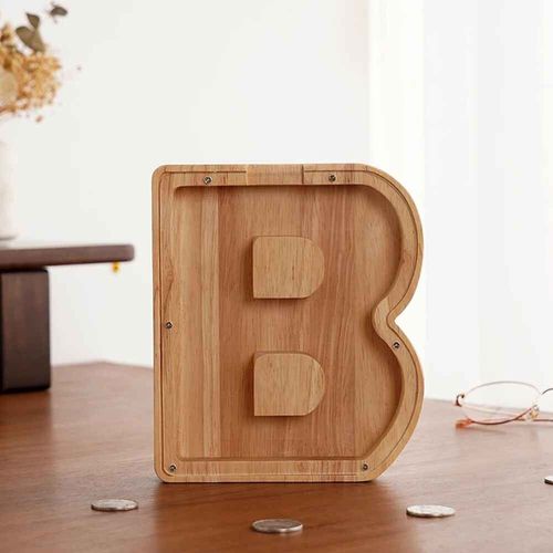 Tirelire anglaise 26 lettres,boîte d'économie d'argent en bois,pot de pièces de monnaie,boîte de rangement,décoration de maison,ornement de bureau,artisanat,cadeau de noël - Type B