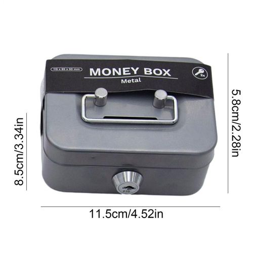 Coffre-fort en métal,Mini coffre-fort Portable,petite coffre-fort robuste,Portable pour enfants,Collection de pièces de monnaie - Type Grey