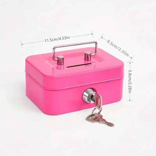 Boîte De Sécurité En Métal,Mini Coffre-Fort,Banque D'argent,Boîte De Sécurité Robuste,Portable Pour Enfants,Collection De Pièces De Monnaie - Type Pink #B