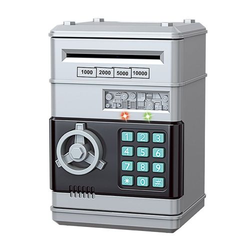 Mini coffre-fort automatique pour pièces de monnaie,tirelire créative,boîte d'économie d'argent,compteur de mot de passe,serrure à clé,cadeau pour enfant - Type Gray #A