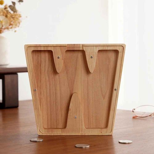 Tirelire anglaise 26 lettres,boîte d'économie d'argent en bois,pot de pièces de monnaie,boîte de rangement,décoration de maison,ornement de bureau,artisanat,cadeau de noël - Type W