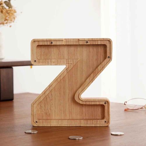 Tirelire anglaise 26 lettres,boîte d'économie d'argent en bois,pot de pièces de monnaie,boîte de rangement,décoration de maison,ornement de bureau,artisanat,cadeau de noël - Type Z
