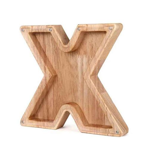 Tirelire anglaise 26 lettres,boîte d'économie d'argent en bois,pot de pièces de monnaie,boîte de rangement,ornement de bureau,décoration de maison,artisanat,cadeau de noël - Type X #B