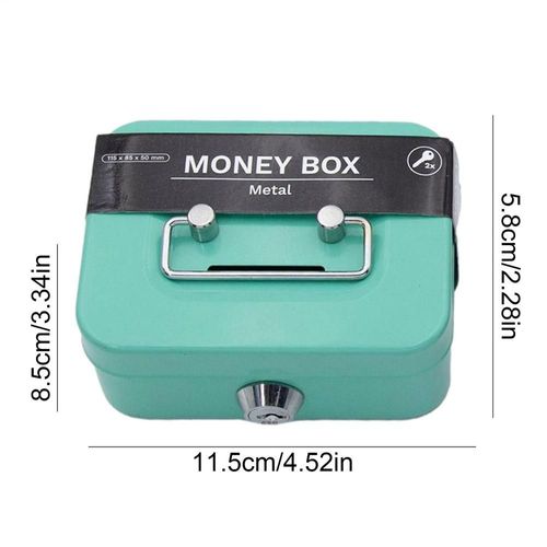 Coffre-fort en métal,Mini coffre-fort Portable,petite coffre-fort robuste,Portable pour enfants,Collection de pièces de monnaie - Type Green