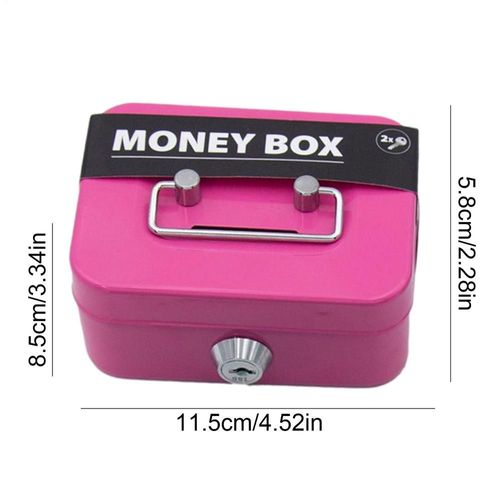 Coffre-fort en métal,Mini coffre-fort Portable,petite coffre-fort robuste,Portable pour enfants,Collection de pièces de monnaie - Type Pink