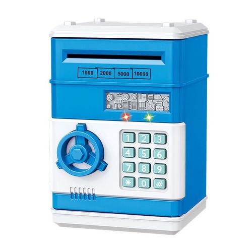 Mini coffre-fort automatique pour pièces de monnaie,tirelire créative,boîte d'économie d'argent,compteur de mot de passe,serrure à clé,cadeau pour enfant - Type Blue #B
