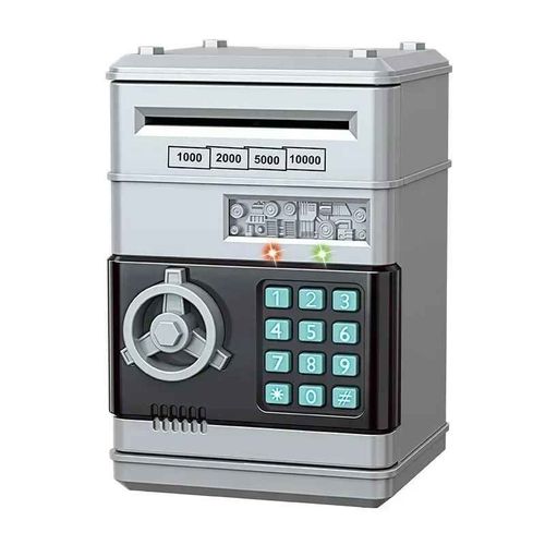 Tirelire électronique automatique,Mini coffre-fort pour pièces de monnaie,économie d'argent,mot de passe,compteur de Code,serrure à clé,banque de monnaie,ATM,cadeau pour enfant - Type Silver #B