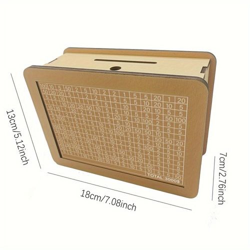 Boîte d'épargne en bois pour banque d'argent 1 pièce,tirelire en bois avec cible et chiffres de monnaie,tirelire en bois - Type 3000 objectifs