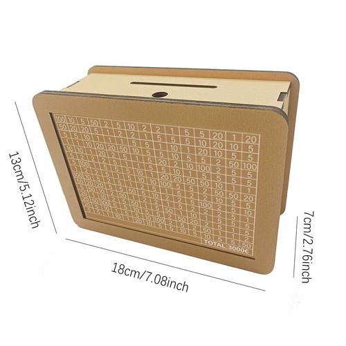 Boîte d'épargne en bois pour banque d'argent 1 pièce,tirelire en bois avec cible et chiffres de monnaie,tirelire en bois - Type 3000EUR #B