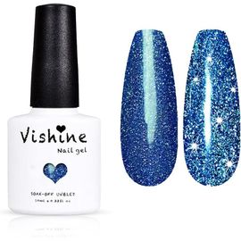 Soak Off Uv Led Vernis À Ongles Gel Semi-Permanent Pailleté Bleu- Diamant Pailleté Blue Gel Polish Nail Art #6012 