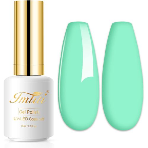 Vernis À Ongles Gel Pastel, 15 Ml, Vert Menthe Pastel, Vernis À Ongles Gel Soak Off Led U V, Vernis À Ongles Gel Pour Printemps, Été, Pâques, Kit De Manucure Pour Débutant En Salon De Manucure 
