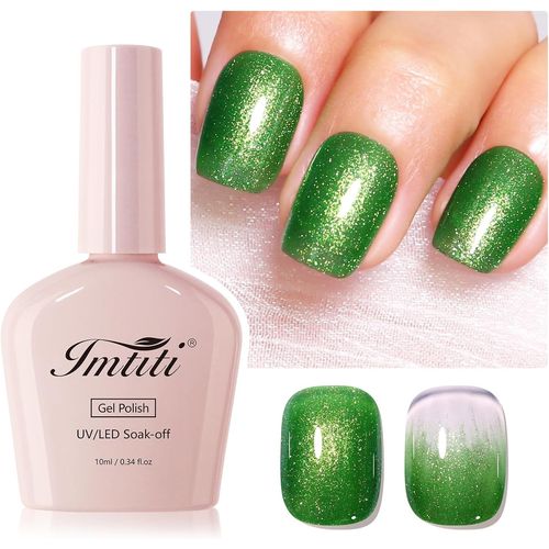Vernis À Ongles En Gel Pailleté, 1pcs Vernis À Ongles En Gel Pailleté Vert, Vernis À Ongles Led Uv Vert,Manucure De Départ Pour Le Salon De Manucure À Domicile Pour Les Femmes (10 Ml) 