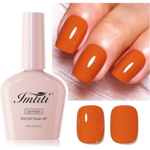 Vernis À Ongles En Gel Citrouille Foncée, 1pcs Vernis À Ongles En Gel Orange Marron, Longue Durée, Manucure De Salon À La Maison Pour L'automne Et L'hiver (10 Ml) 