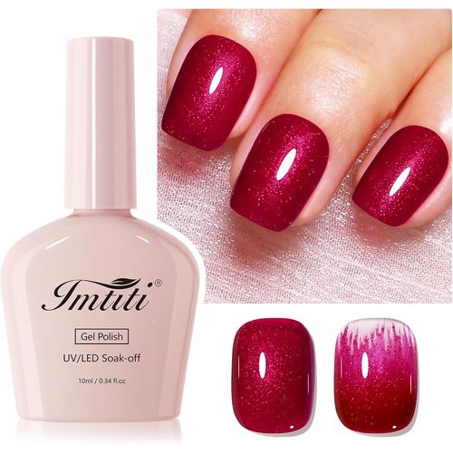 Vernis À Ongles En Gel Pailleté, 1pcs Vernis À Ongles En Gel Pailleté Rouge, Étincelle Rouge, Vernis À Ongles Led Uv,Pour Le Salon De Manucure À Domicile Pour Les Femmes (10 Ml) 