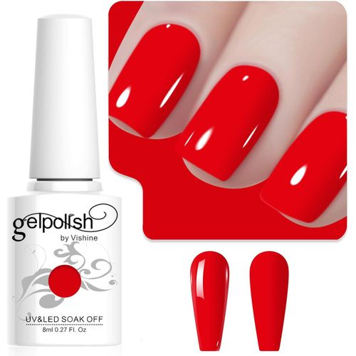 8ml Vernis À Ongles Gel Semi Permanent Couleur Rouge-Orangé Fluo, Vernis Semi Permanent Soak Off Uv Led Gel Polish Nail Art Manucure Salon Diy L258 