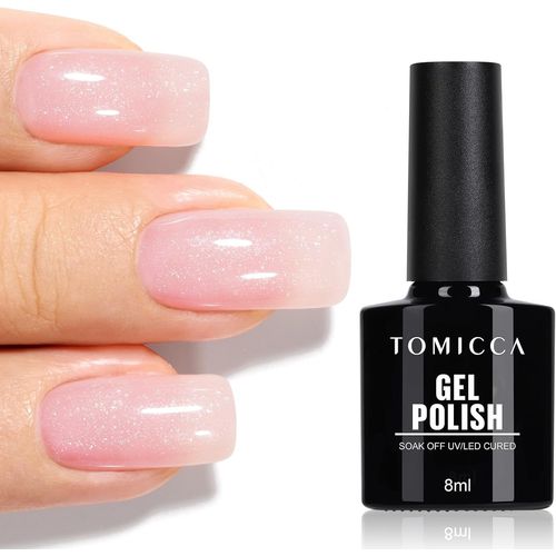 Vernis Semi Permanent Pailleté Rosa, 8ml Vernis Gel Uv Semi-Permanent Nail Art Soak Off Vernis Manucure 
