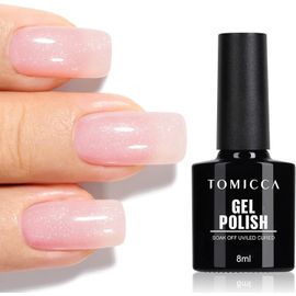 Vernis Semi Permanent Pailleté Rosa, 8ml Vernis Gel Uv Semi-Permanent Nail Art Soak Off Vernis Manucure 