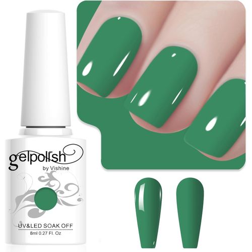 8ml Vernis À Ongles Gel Semi Permanent Couleur Vert Émeraude, Vernis Semi Permanent Soak Off Uv Led Gel Polish Nail Art Manucure Salon Diy L236 