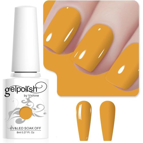 8ml Vernis À Ongles Gel Semi Permanent Couleur Jaune D'or, Vernis Semi Permanent Soak Off Uv Led Gel Polish Nail Art Manucure Salon Diy L267 