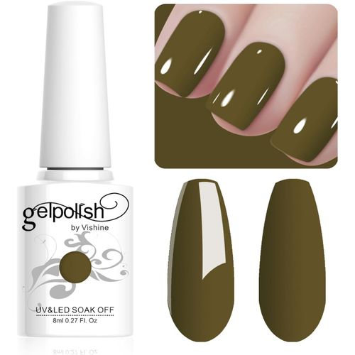 Vernis À Ongles Gel Couleur Olivedrab, Vernis Gel Semi Permanent Soak Off Uv Led Gel Polish Nail Art Manucure 8ml L023 