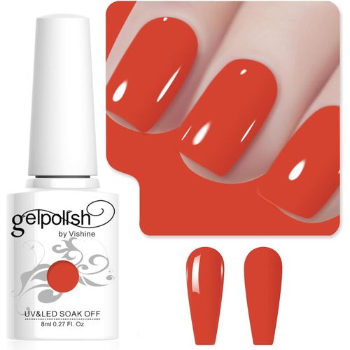 8ml Vernis À Ongles Gel Semi Permanent Couleur Rouge Vermillon, Vernis Semi Permanent Soak Off Uv Led Gel Polish Nail Art Manucure Salon Diy L263 