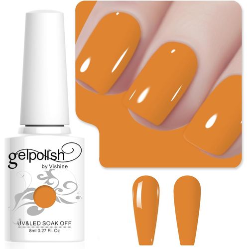 8ml Vernis À Ongles Gel Semi Permanent Couleur Orange, Vernis Semi Permanent Soak Off Uv Led Gel Polish Nail Art Manucure Salon Diy L266 