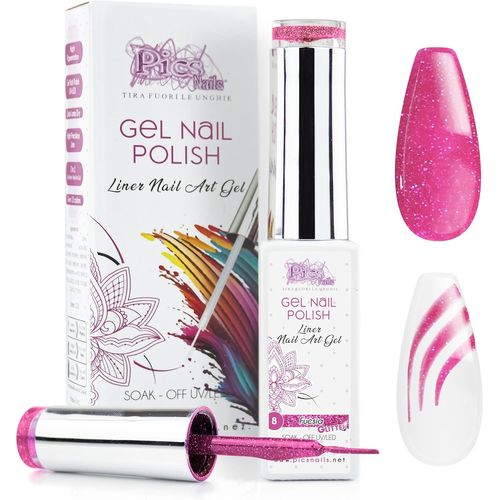 Vernis À Ongles En Gel Semi-Permanent Nail Art Uv/Led 10 Ml (8. Fuchsia Pailleté) 