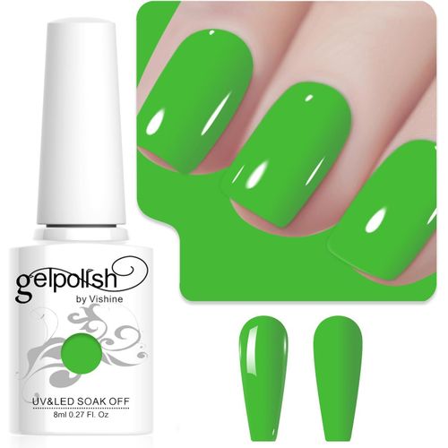 8ml Vernis À Ongles Gel Semi Permanent Couleur Vert Brillant, Vernis Semi Permanent Soak Off Uv Led Gel Polish Nail Art Manucure Salon Diy L232 