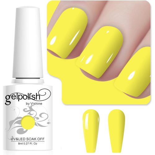 8ml Vernis À Ongles Gel Semi Permanent Couleur Jaune Fluo, Vernis Semi Permanent Soak Off Uv Led Gel Polish Nail Art Manucure Salon Diy L226 