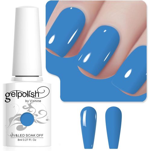 8ml Vernis À Ongles Gel Semi Permanent Couleur Bleu Maya, Vernis Semi Permanent Soak Off Uv Led Gel Polish Nail Art Manucure Salon Diy L243 