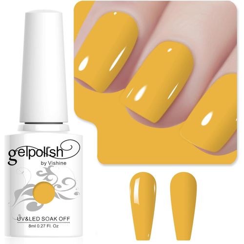 8ml Vernis À Ongles Gel Semi Permanent Couleur Jaune, Vernis Semi Permanent Soak Off Uv Led Gel Polish Nail Art Manucure Salon Diy L268 