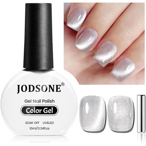 10 Ml Vernis À Ongles Gel ?il De Chat Paillettes Argentées Avec Aimant Lampe Uv À Tremper Argent Scintillant Nail Art Manucure Salon Diy Maison 