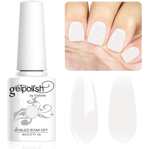 Vernis Gel Semi-Permanent Blanc Laiteux, 8ml Vernis À Ongles Naturel French Gel Milky White Nail Art Gel Blanc Uv Led Soak Off Vernis Manucure #L137 