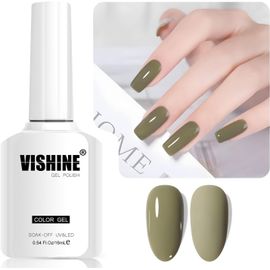 16ml Vernis Gel Semi-Permanent Olive Green Color Vernis À Ongles Gel Soak Off Led Gel Polish Nail Art Designs Manicure Salon Diy At Home Couleur L368 Olive Grove 