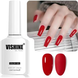 16ml Vernis Gel Semi-Permanent Red Color Vernis À Ongles Gel Soak Off Led Gel Polish Nail Art Designs Manicure Salon Diy At Home Couleur L360 Crimson Bloom 